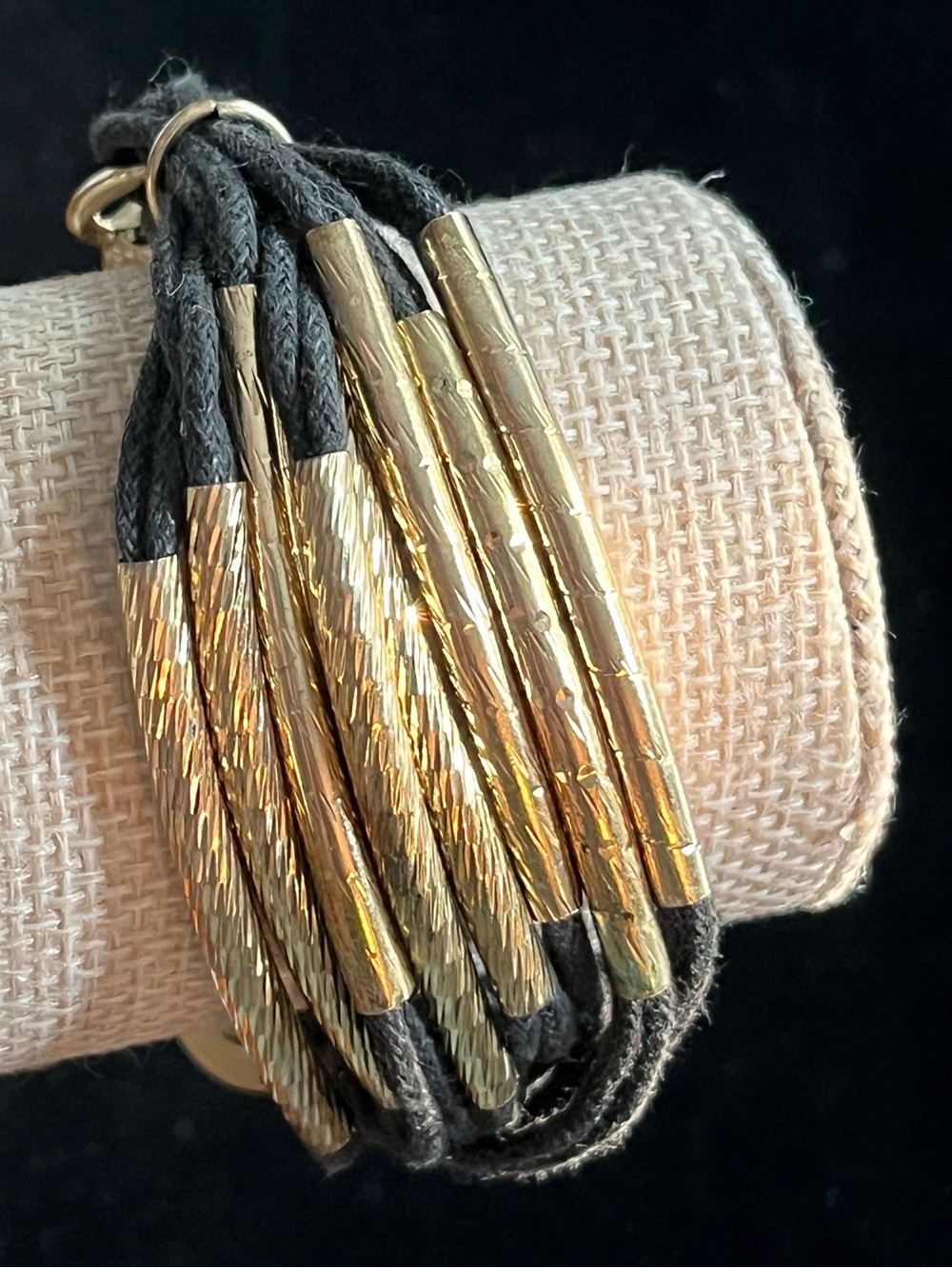 Estate Gold and Black Multi-Strand Cord Bracelet